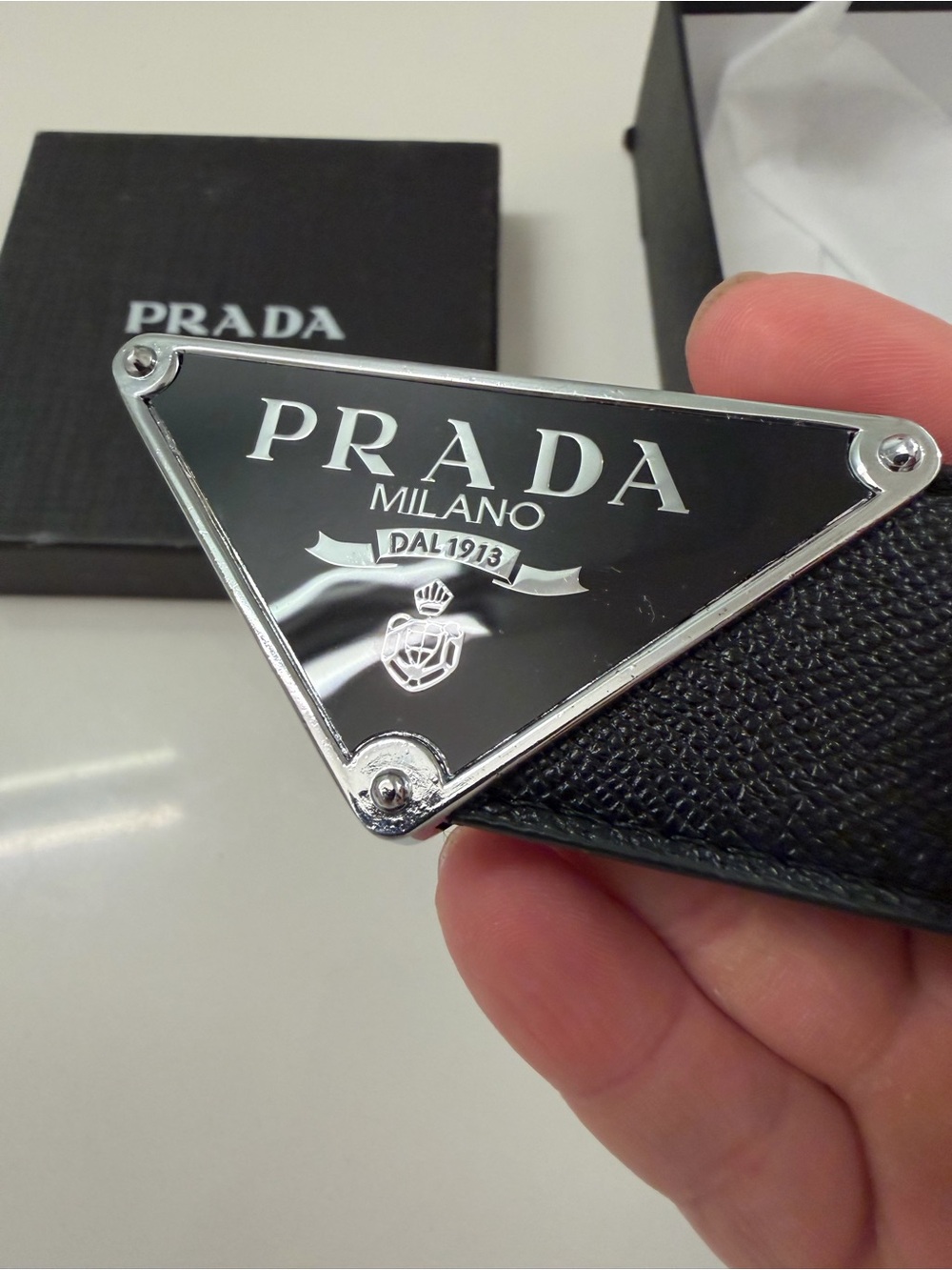 Prada Milano black Saffiano leather belt size 38 - Picture 7 of 10